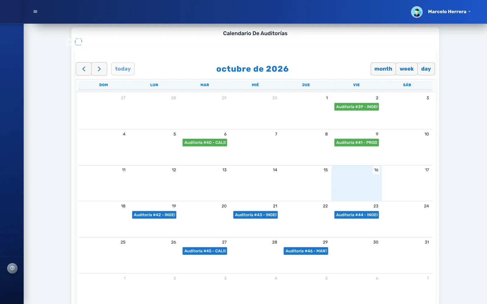 Calendario de auditorías